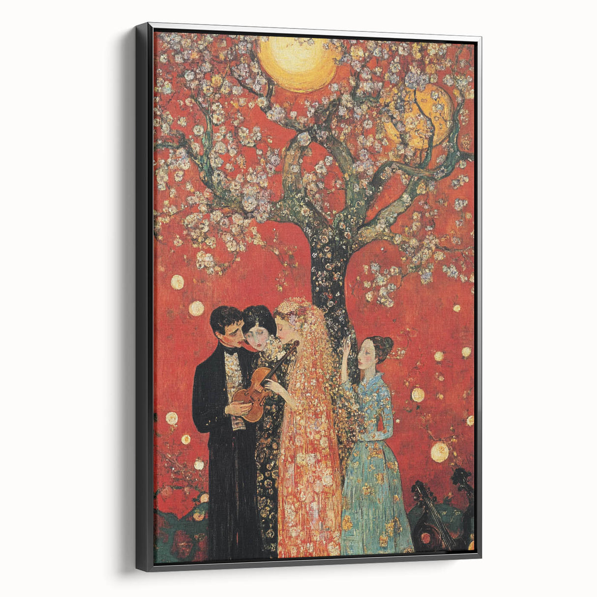 Romantic Abstract Figurative Wall Art – Golden Serenade