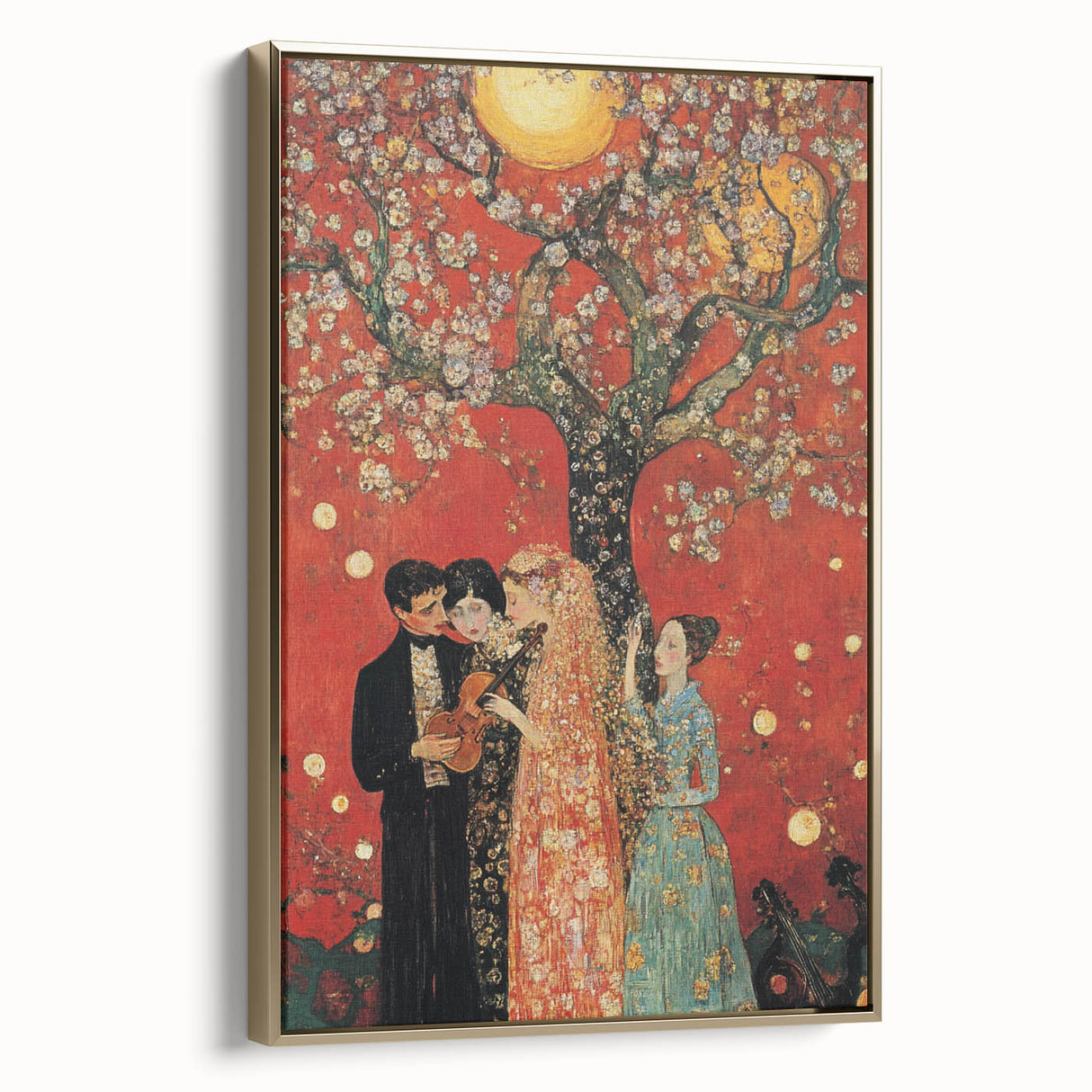 Romantic Abstract Figurative Wall Art – Golden Serenade