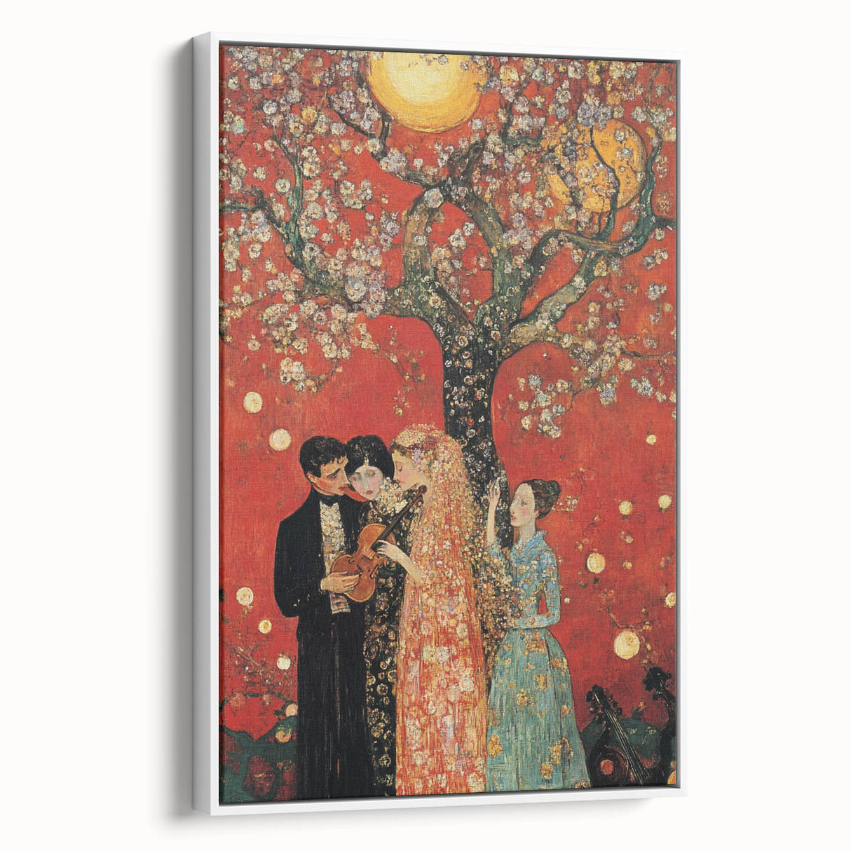 Romantic Abstract Figurative Wall Art – Golden Serenade