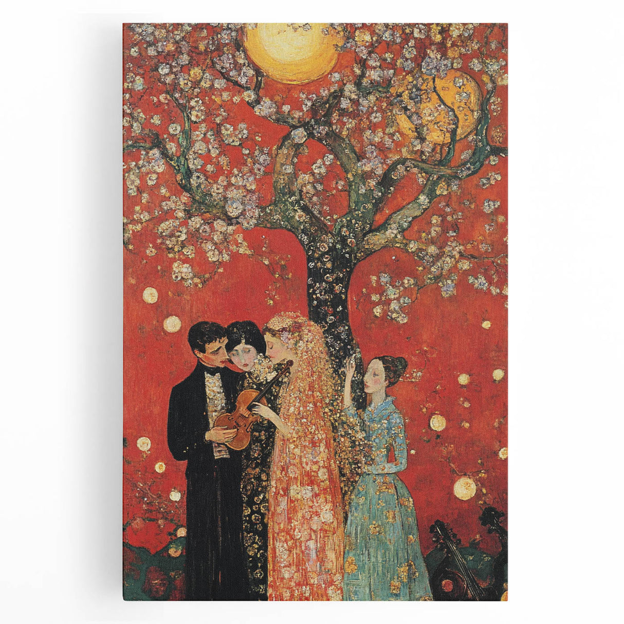 Romantic Abstract Figurative Wall Art – Golden Serenade