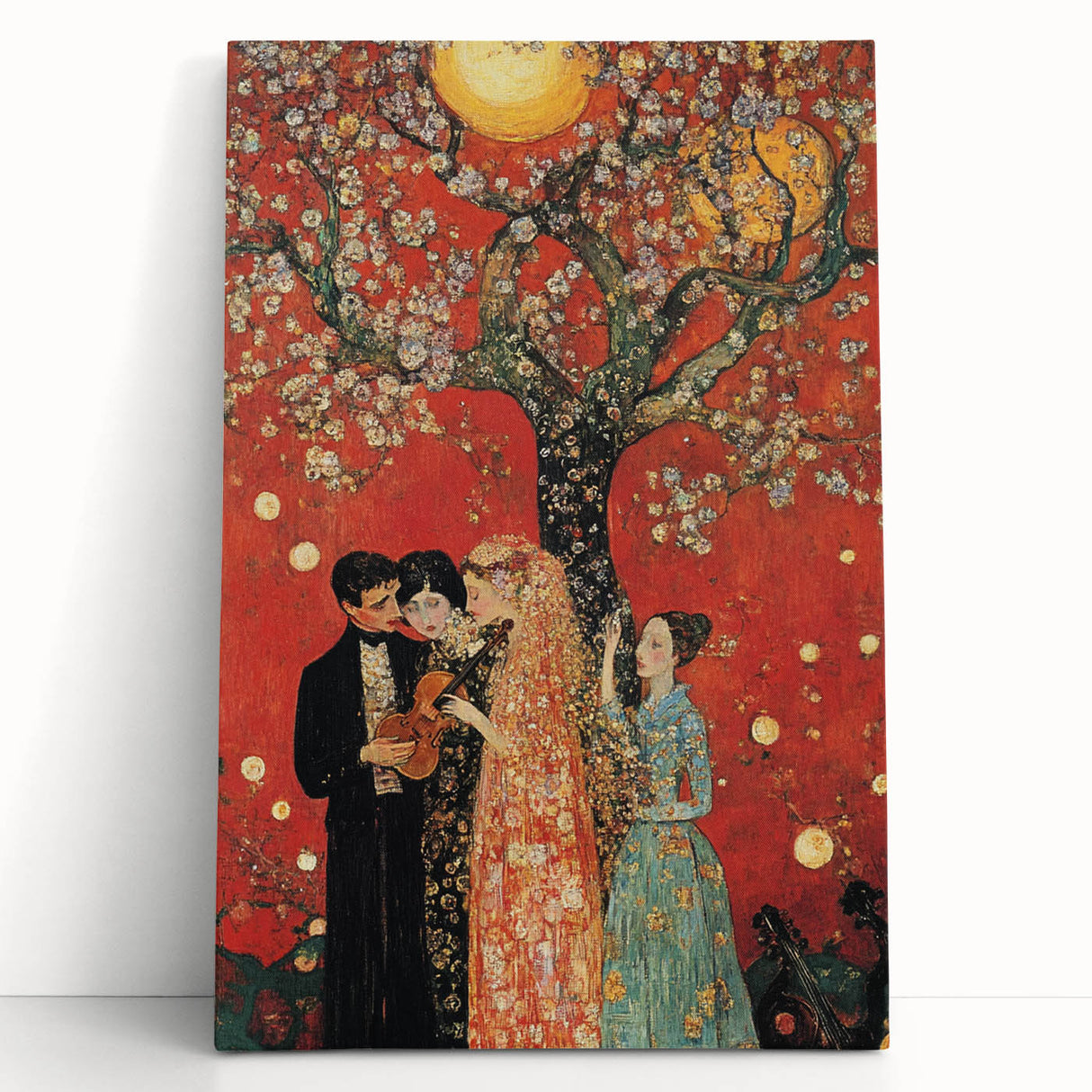 Romantic Abstract Figurative Wall Art – Golden Serenade