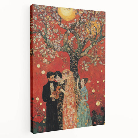 Romantic Abstract Figurative Wall Art – Golden Serenade