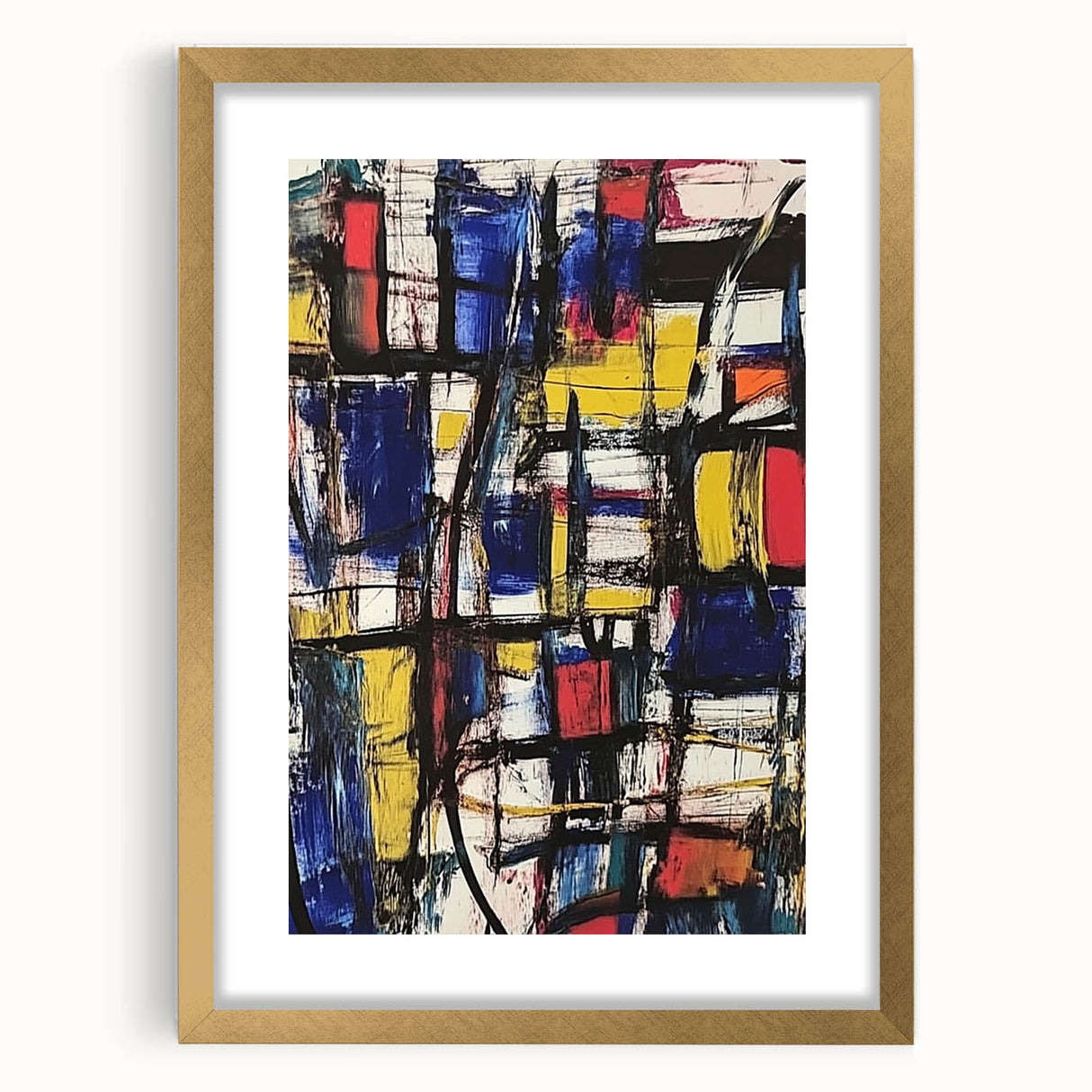Geometric Abstract Expressionist Wall Art – Modern Canvas Print