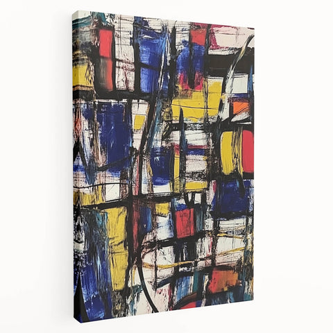 Geometric Abstract Expressionist Wall Art – Modern Canvas Print