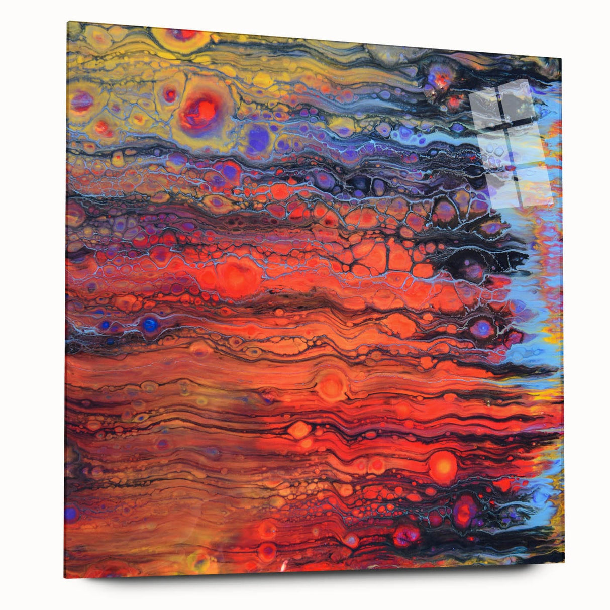 Contemporary Fluid Art Piece – Fiery Red & Orange Abstract Print
