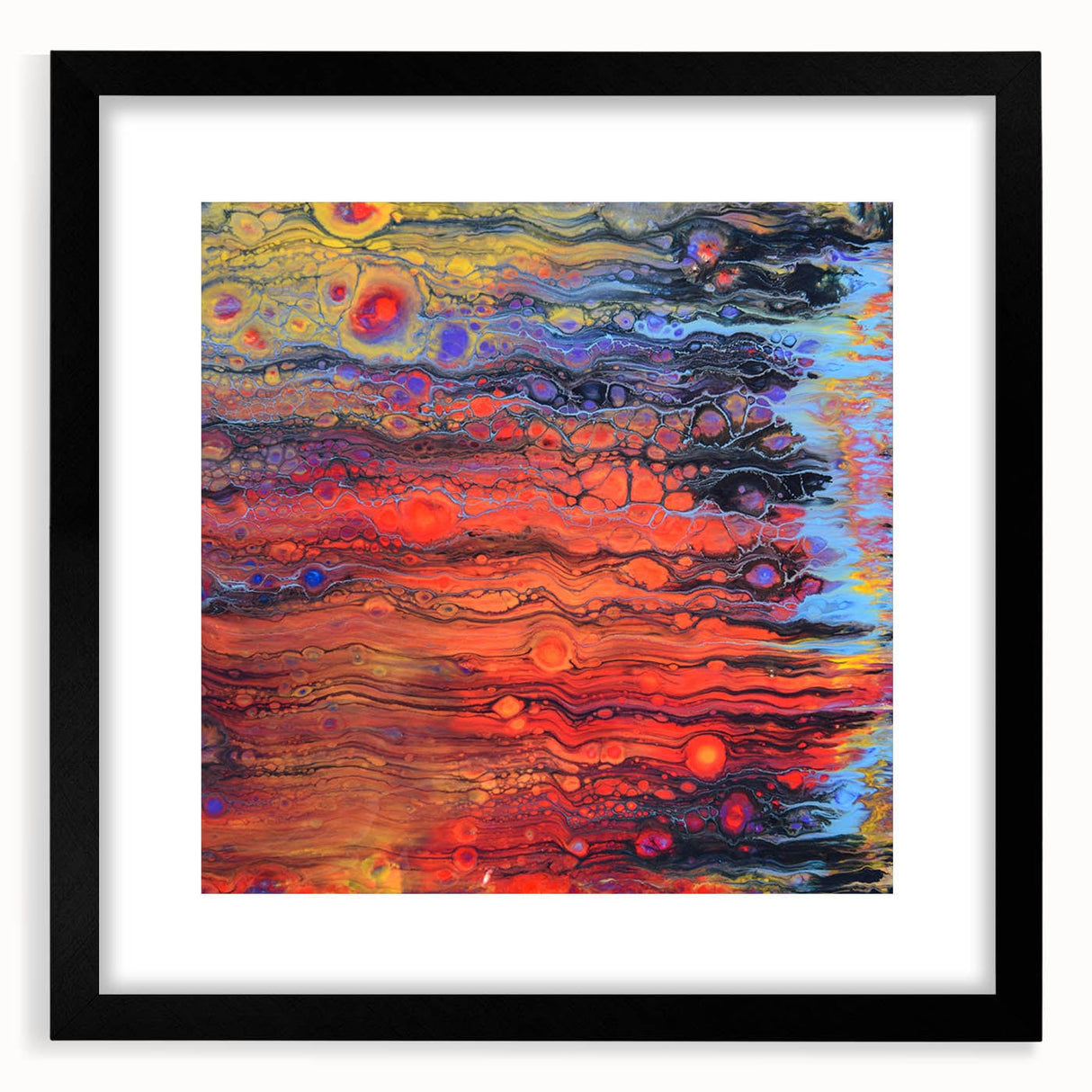 Contemporary Fluid Art Piece – Fiery Red & Orange Abstract Print