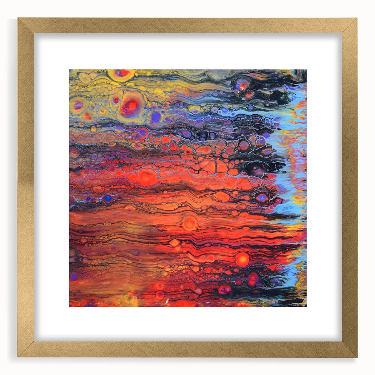 Contemporary Fluid Art Piece – Fiery Red & Orange Abstract Print