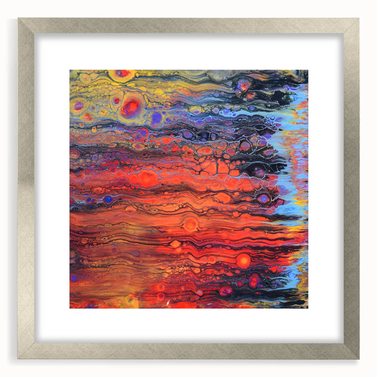Contemporary Fluid Art Piece – Fiery Red & Orange Abstract Print