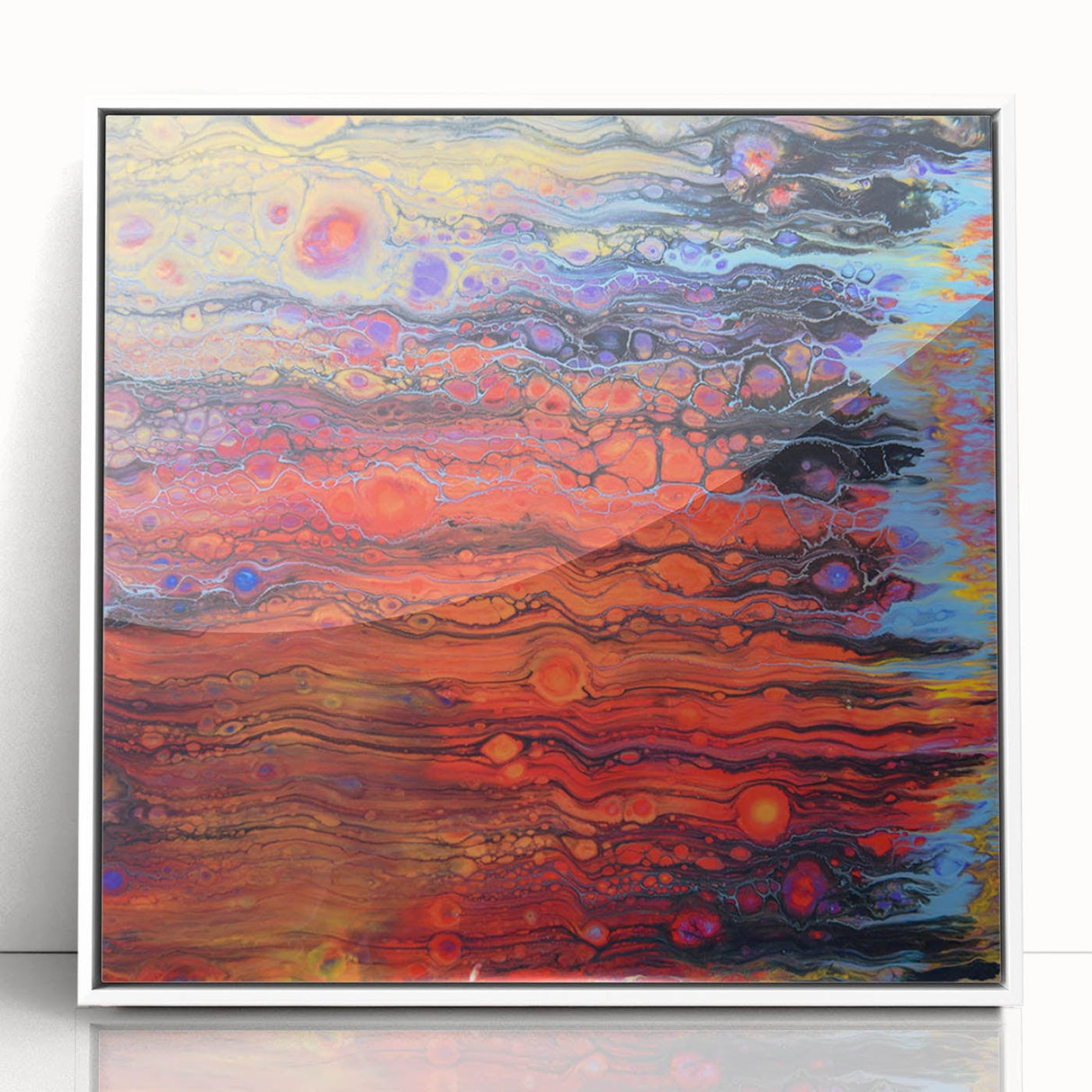 Contemporary Fluid Art Piece – Fiery Red & Orange Abstract Print