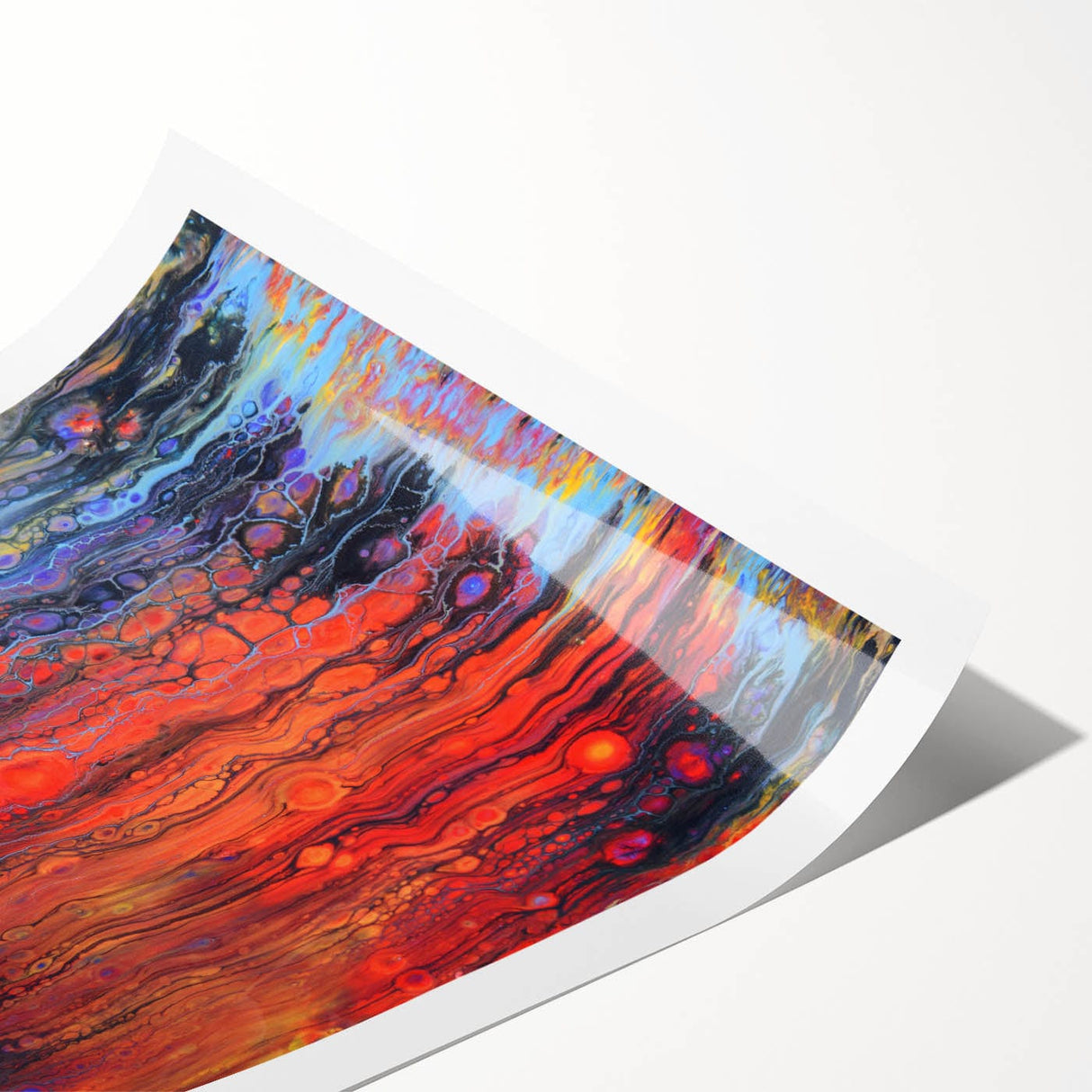 Contemporary Fluid Art Piece – Fiery Red & Orange Abstract Print
