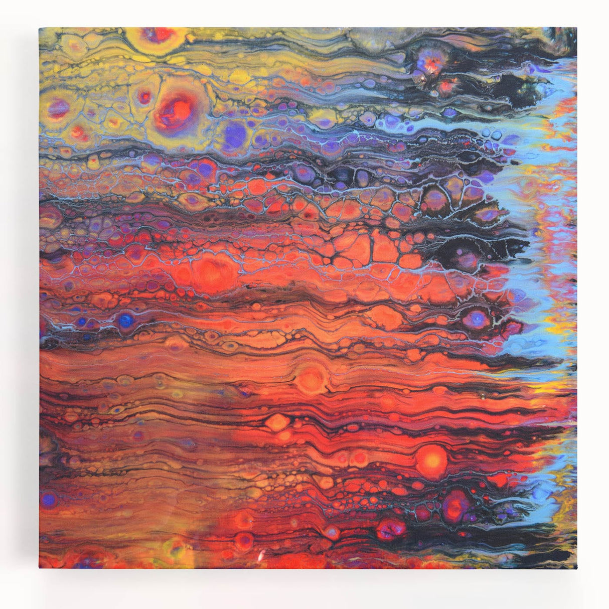 Contemporary Fluid Art Piece – Fiery Red & Orange Abstract Print