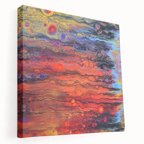 Contemporary Fluid Art Piece – Fiery Red & Orange Abstract Print