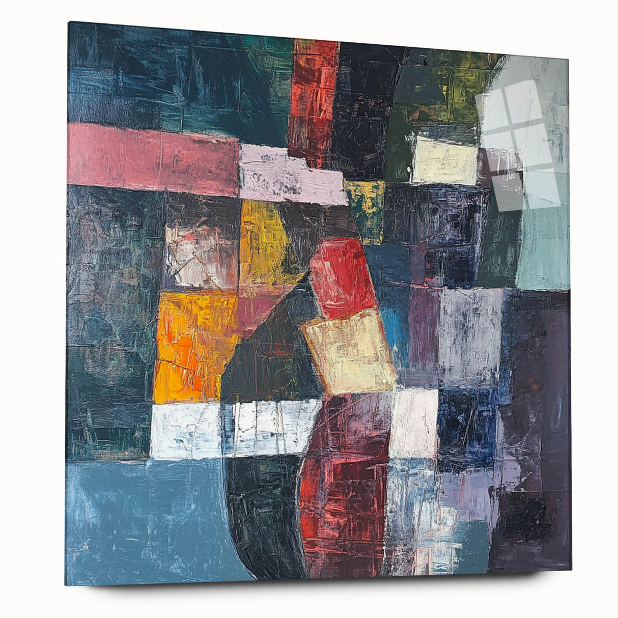 Geometric Abstract Expressionist Wall Art – Textured Modern Canvas
