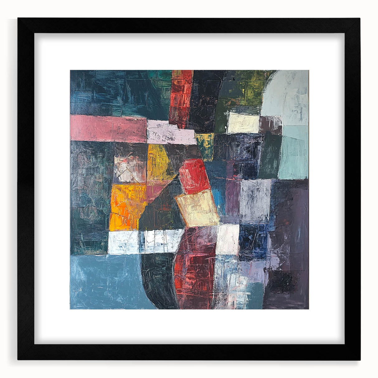 Geometric Abstract Expressionist Wall Art – Textured Modern Canvas