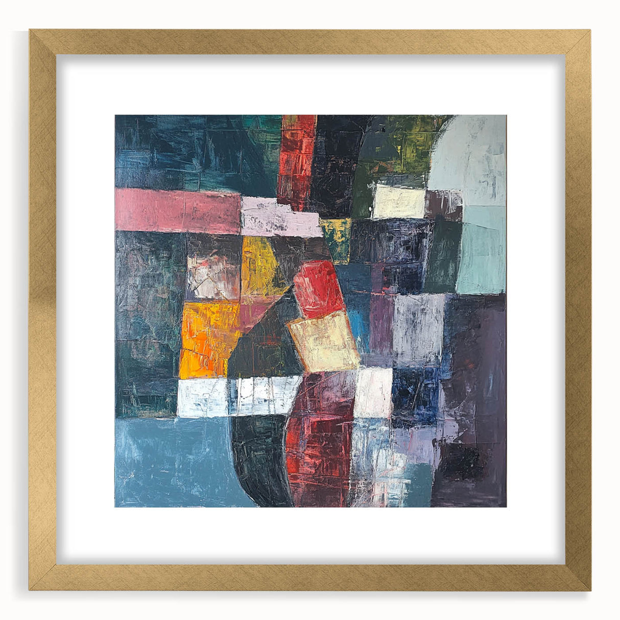 Geometric Abstract Expressionist Wall Art – Textured Modern Canvas
