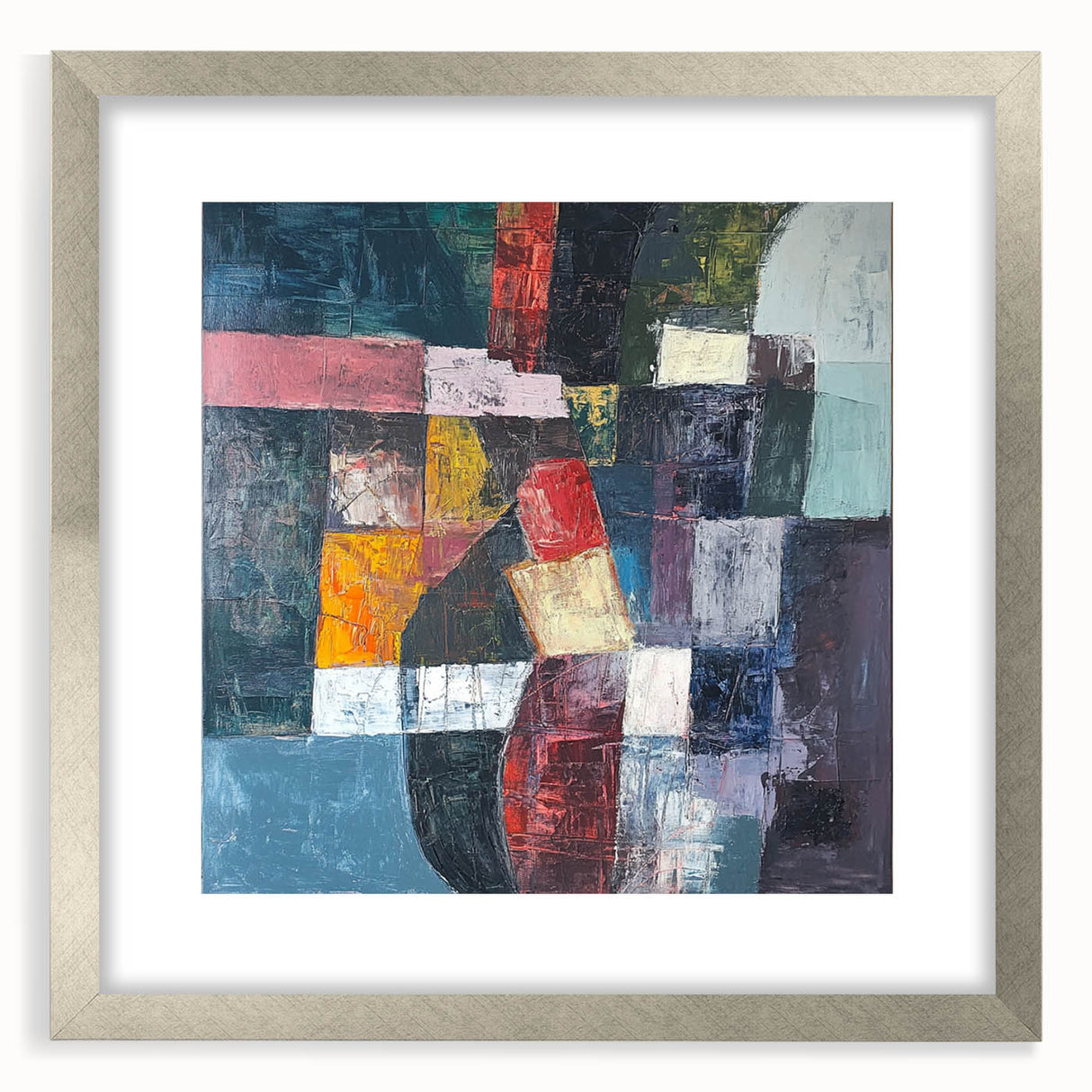 Geometric Abstract Expressionist Wall Art – Textured Modern Canvas
