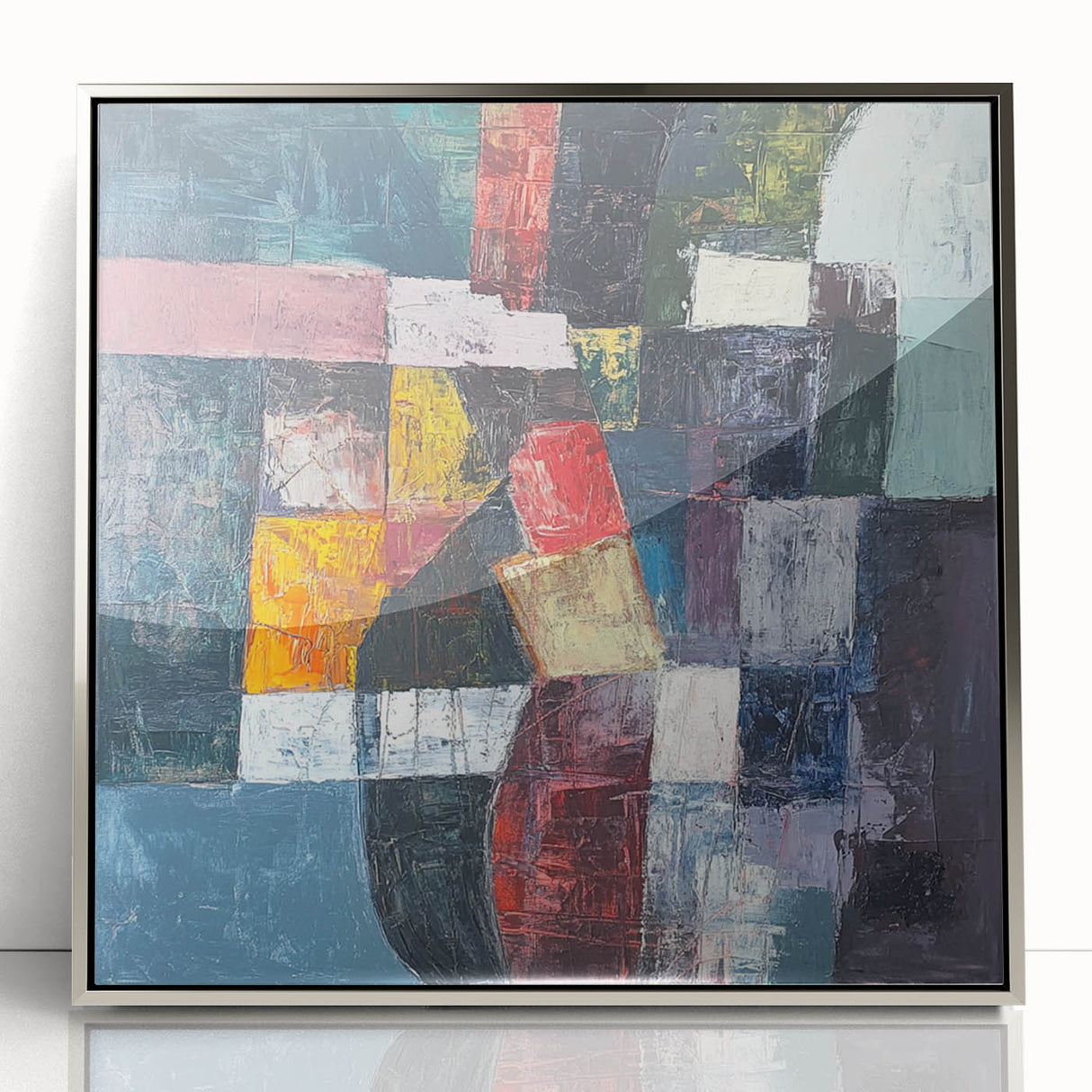 Geometric Abstract Expressionist Wall Art – Textured Modern Canvas