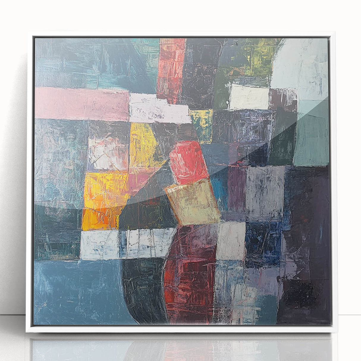 Geometric Abstract Expressionist Wall Art – Textured Modern Canvas