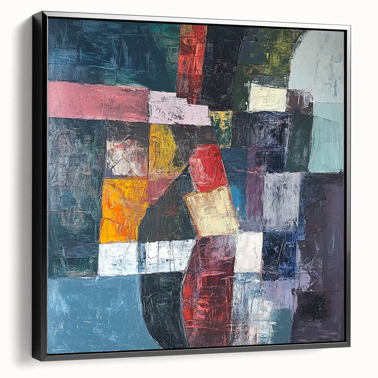 Geometric Abstract Expressionist Wall Art – Textured Modern Canvas