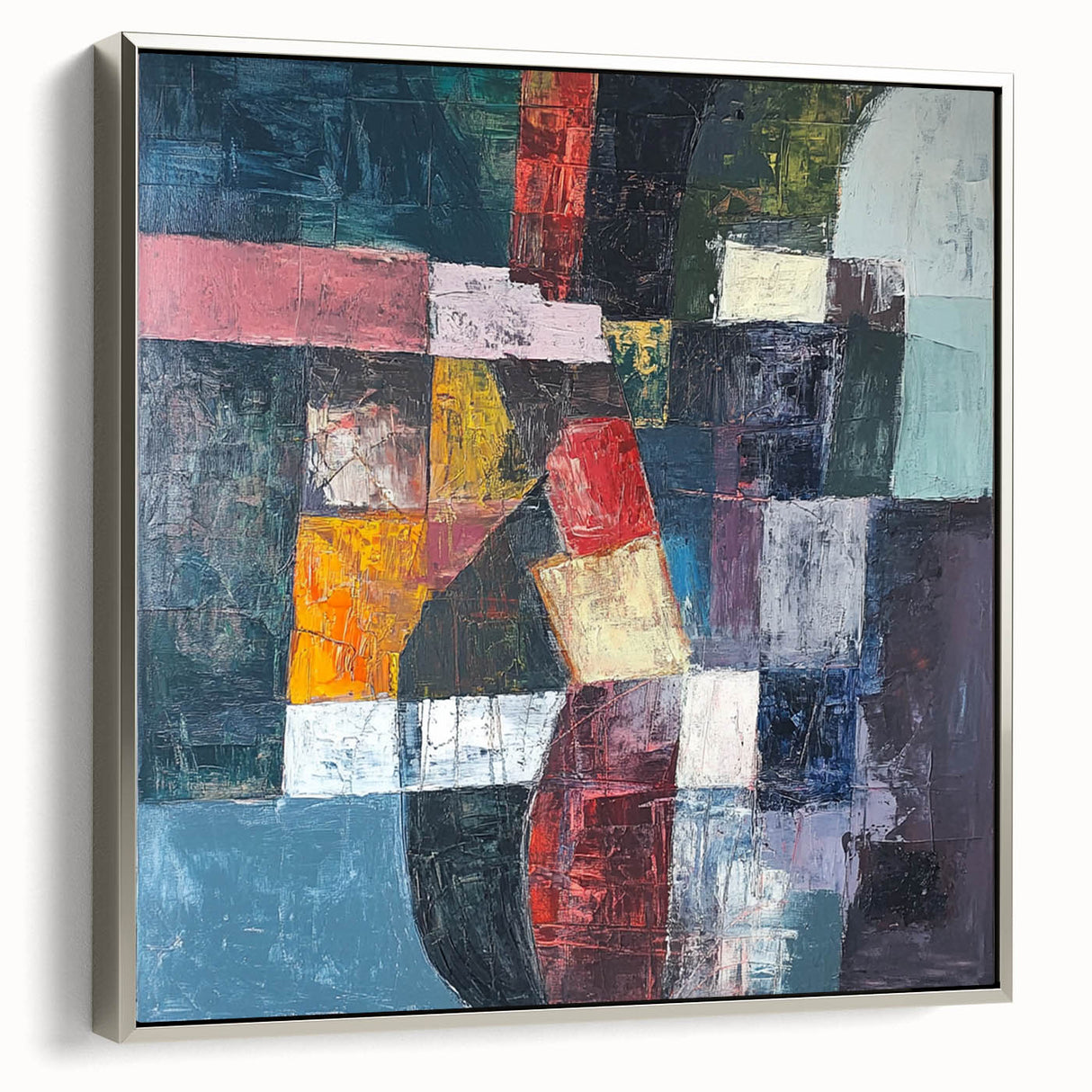 Geometric Abstract Expressionist Wall Art – Textured Modern Canvas