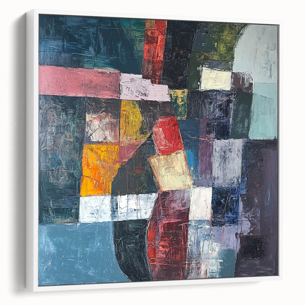 Geometric Abstract Expressionist Wall Art – Textured Modern Canvas