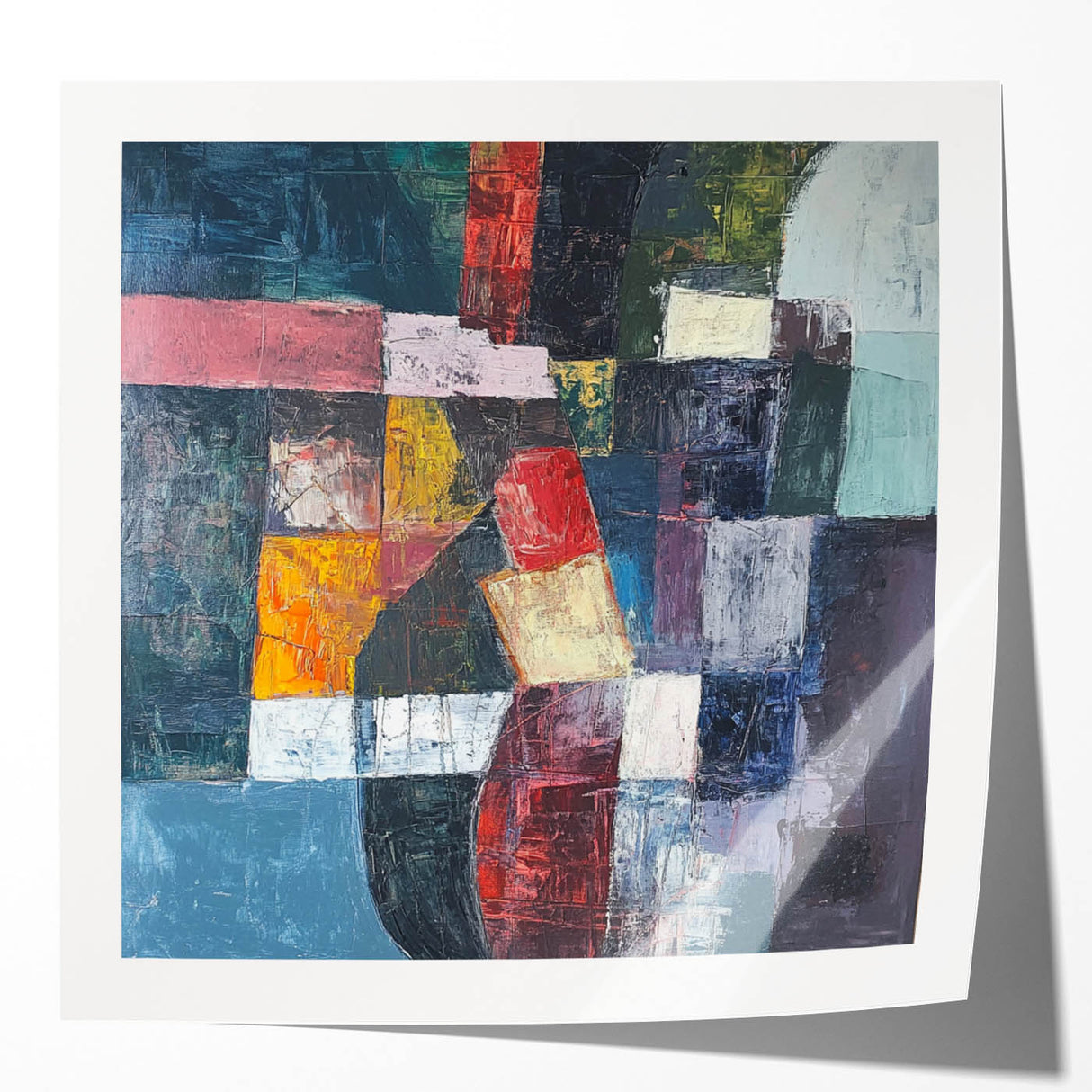 Geometric Abstract Expressionist Wall Art – Textured Modern Canvas