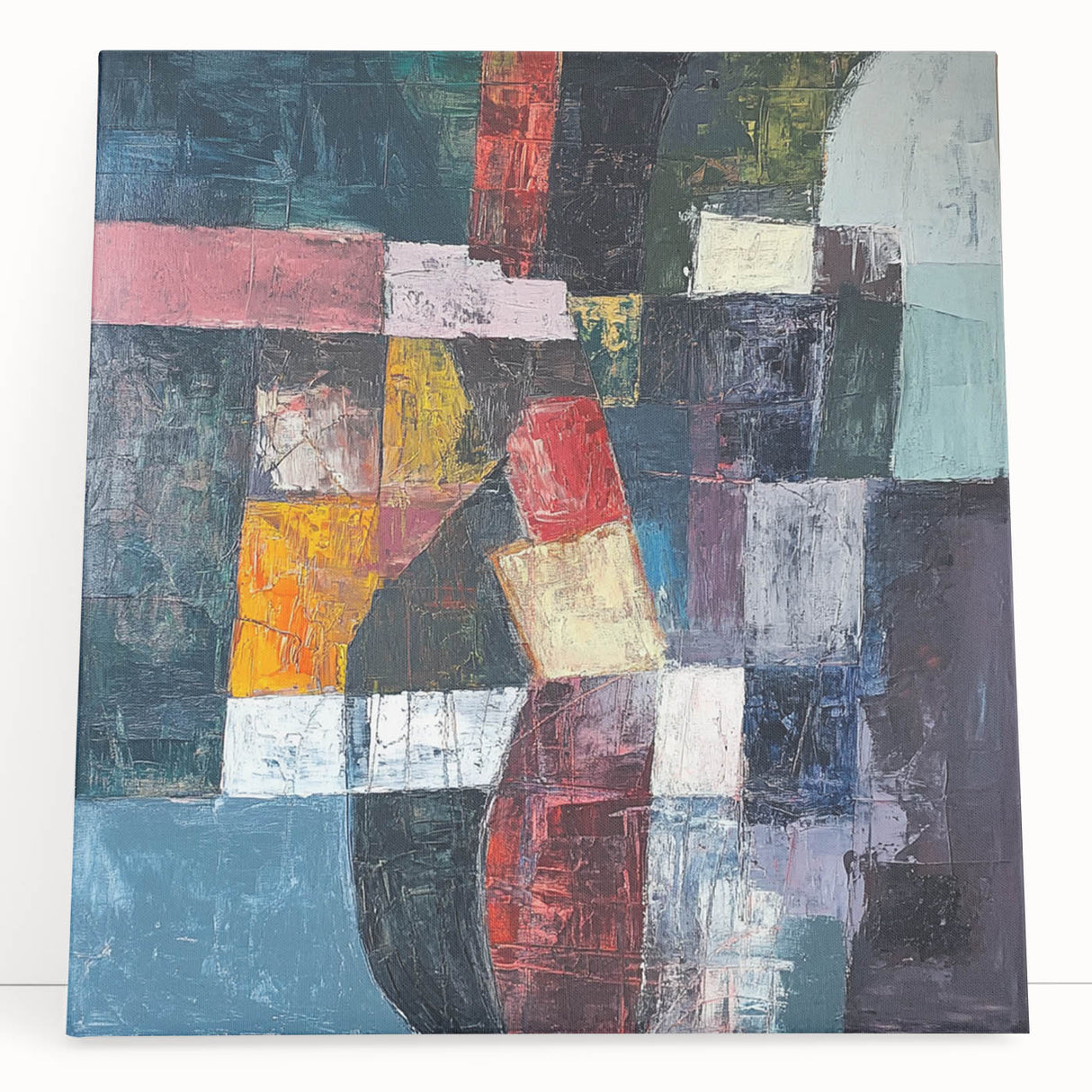 Geometric Abstract Expressionist Wall Art – Textured Modern Canvas