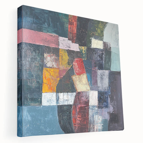 Geometric Abstract Expressionist Wall Art – Textured Modern Canvas