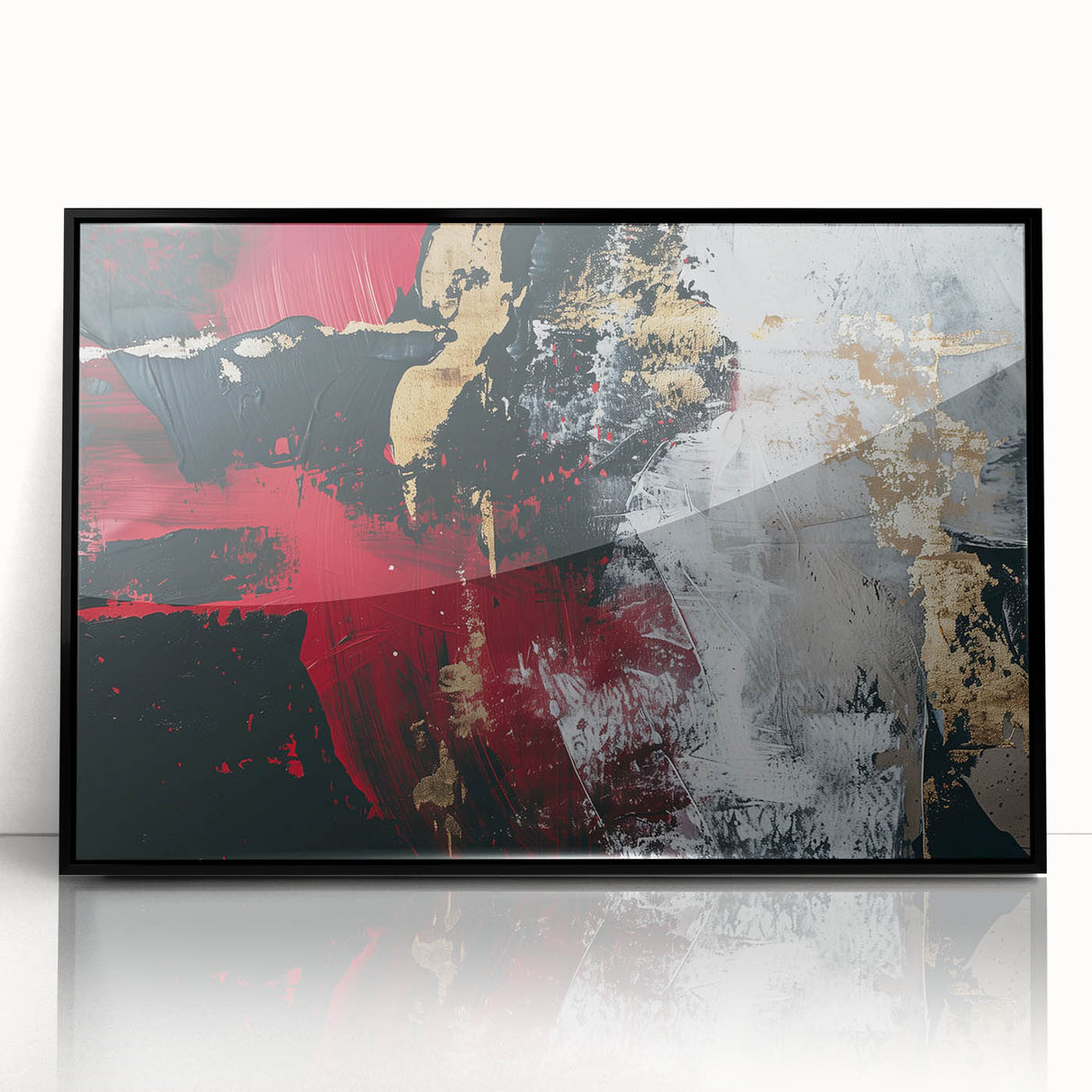 Textured Red and Gold Drama – Bold Abstract Wall Art Print