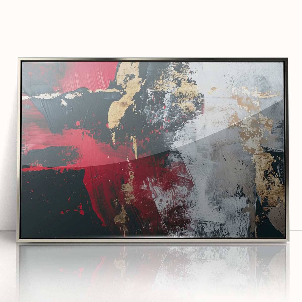 Textured Red and Gold Drama – Bold Abstract Wall Art Print