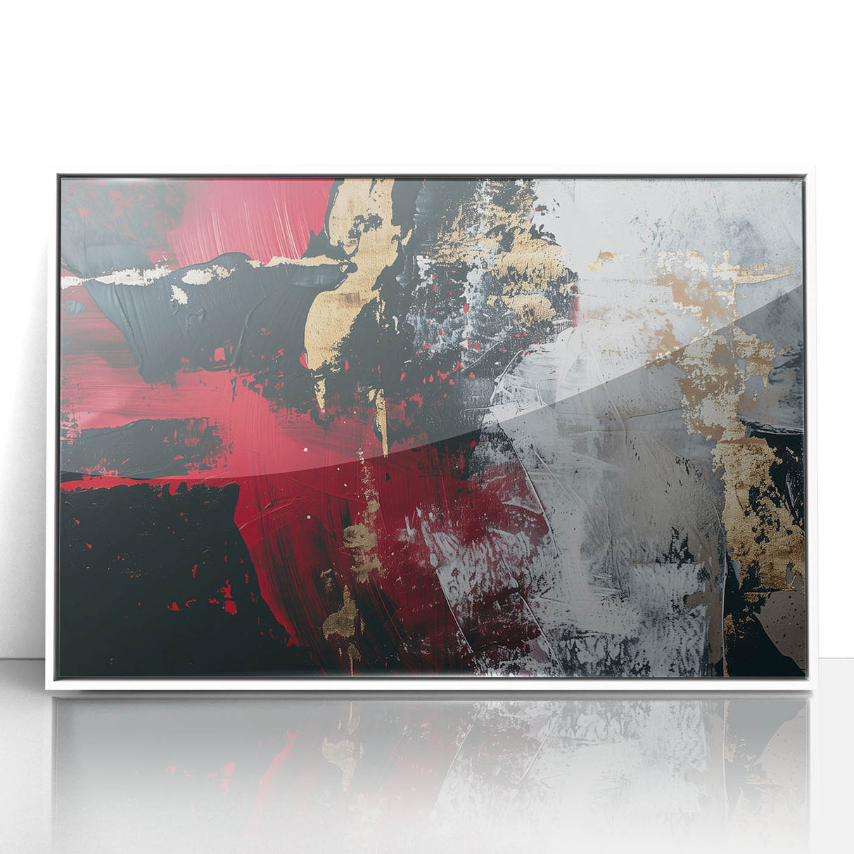 Textured Red and Gold Drama – Bold Abstract Wall Art Print