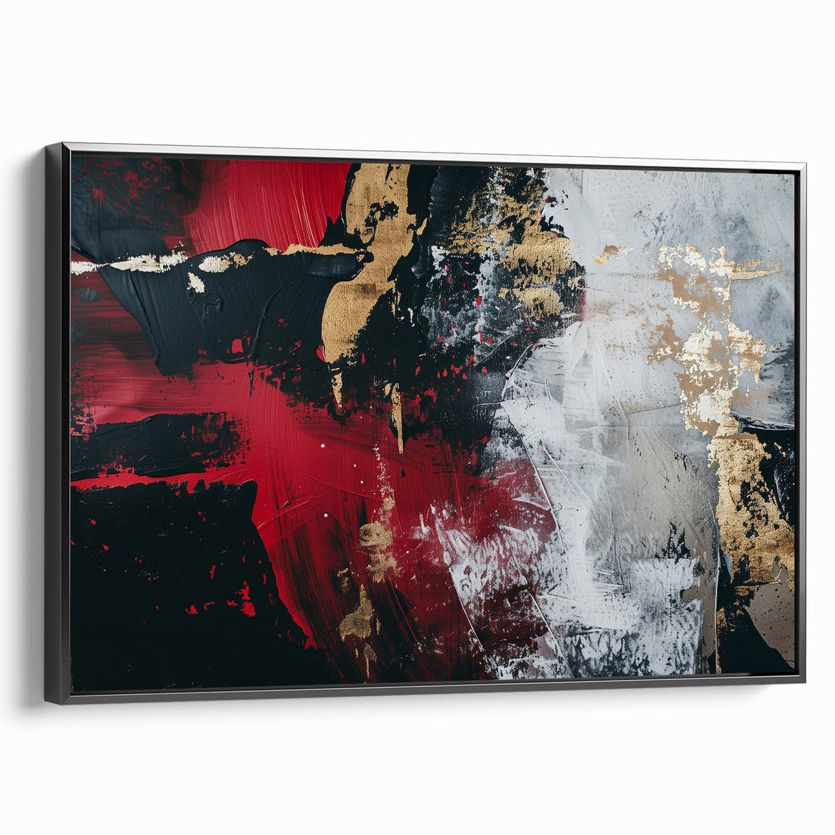 Textured Red and Gold Drama – Bold Abstract Wall Art Print