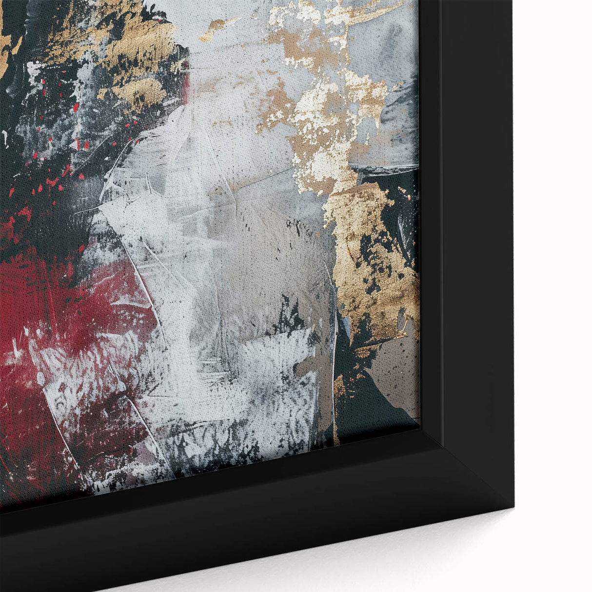 Textured Red and Gold Drama – Bold Abstract Wall Art Print