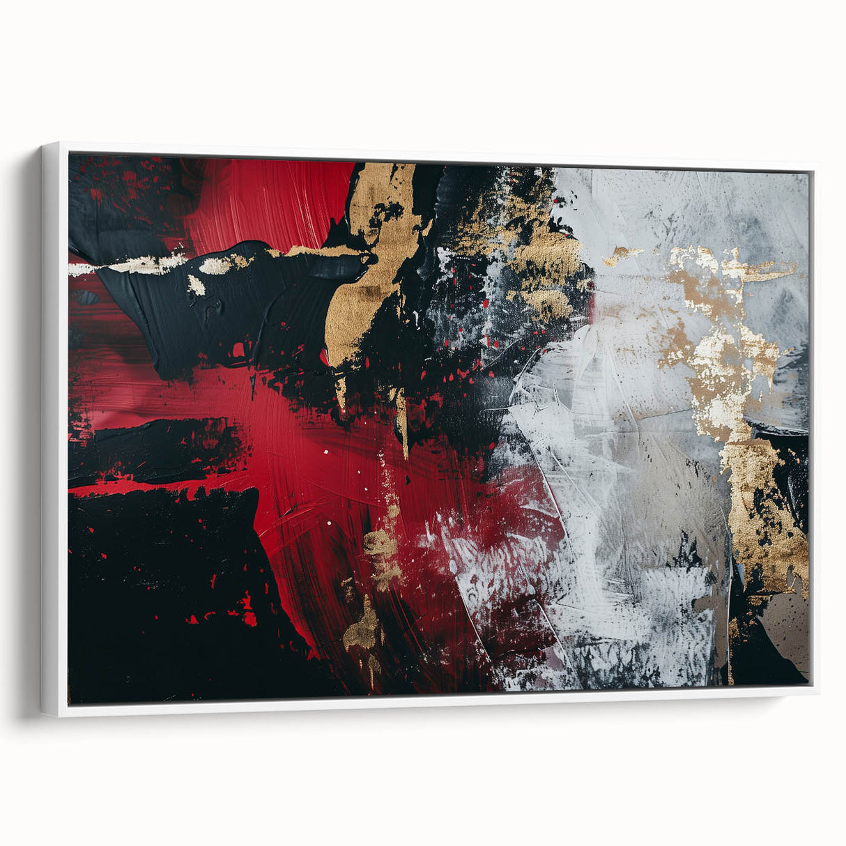 Textured Red and Gold Drama – Bold Abstract Wall Art Print