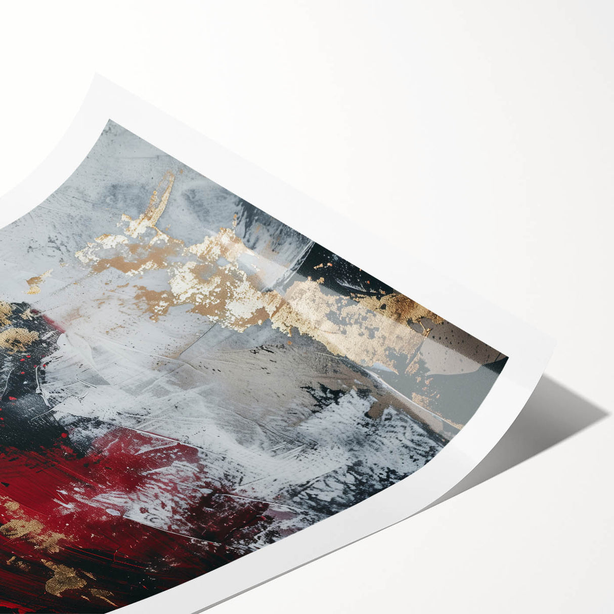 Textured Red and Gold Drama – Bold Abstract Wall Art Print