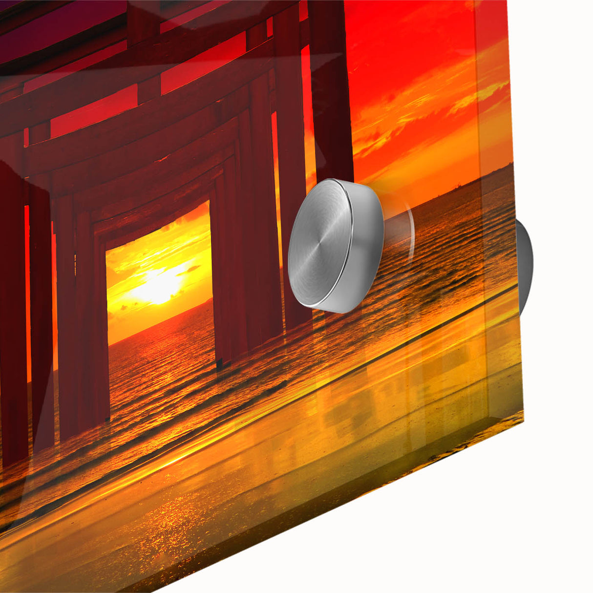 Minimalist Coastal Landscape Art – Sunset Torii Gate Ocean View Print