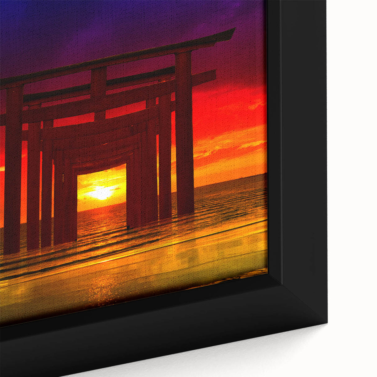 Minimalist Coastal Landscape Art – Sunset Torii Gate Ocean View Print