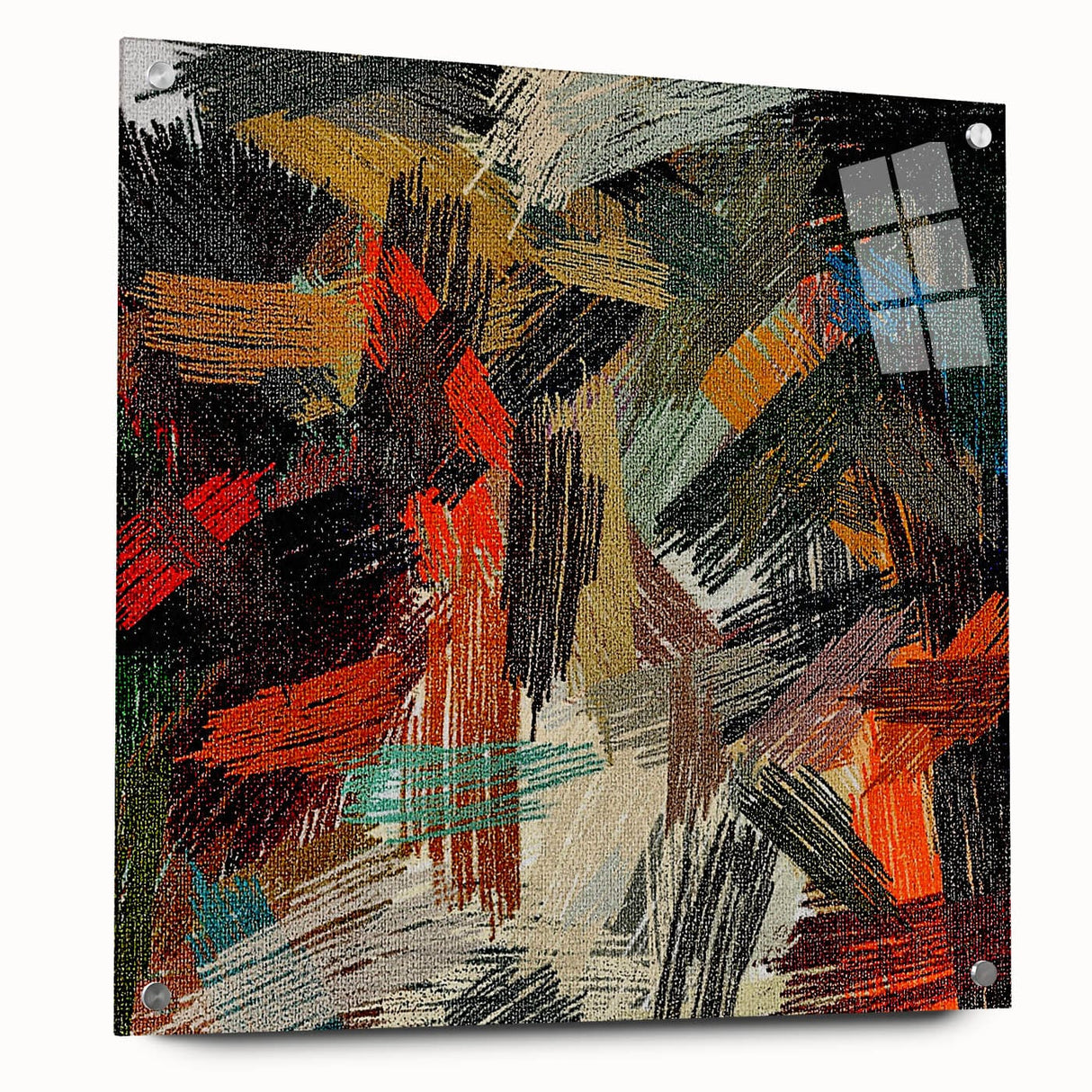 Large Abstract Canvas – Moody Modern Wall Art in Red, Black & Green