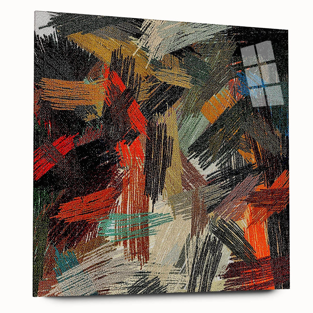 Large Abstract Canvas – Moody Modern Wall Art in Red, Black & Green