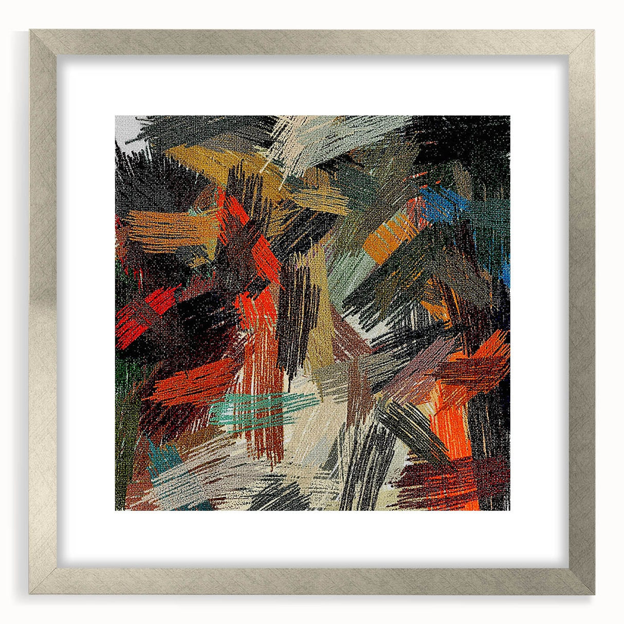 Large Abstract Canvas – Moody Modern Wall Art in Red, Black & Green