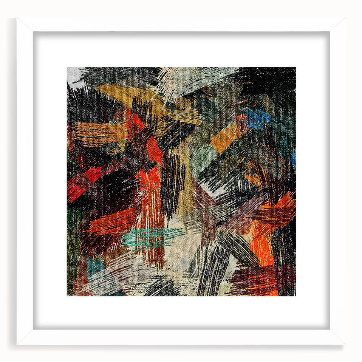 Large Abstract Canvas – Moody Modern Wall Art in Red, Black & Green