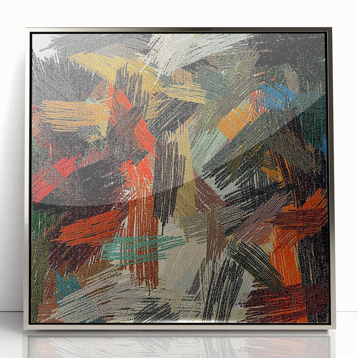 Large Abstract Canvas – Moody Modern Wall Art in Red, Black & Green