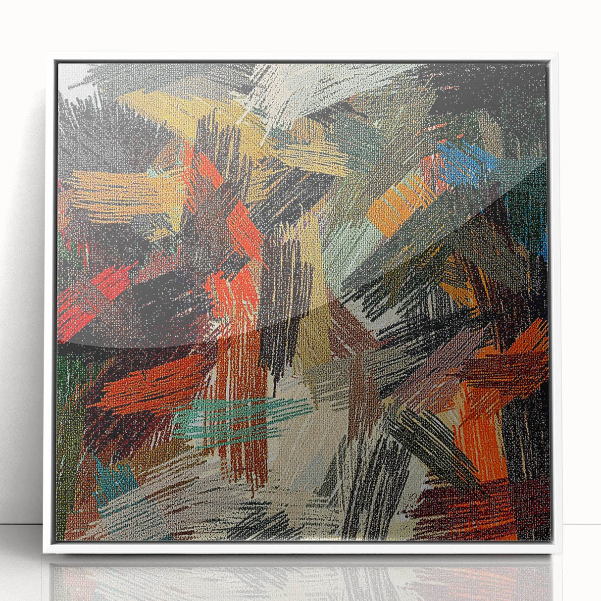 Large Abstract Canvas – Moody Modern Wall Art in Red, Black & Green