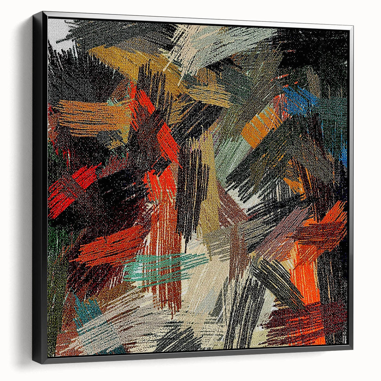 Large Abstract Canvas – Moody Modern Wall Art in Red, Black & Green