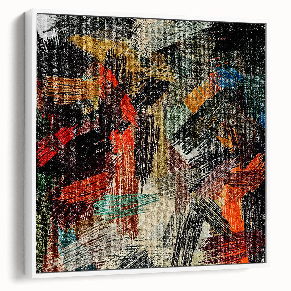 Large Abstract Canvas – Moody Modern Wall Art in Red, Black & Green
