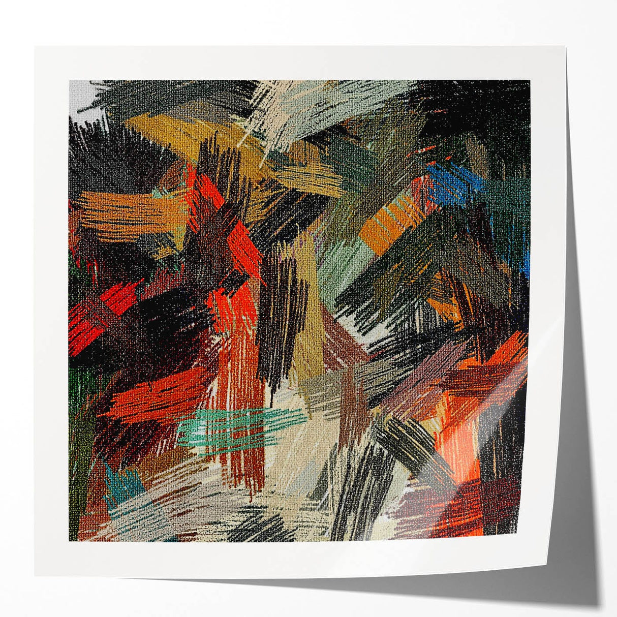 Large Abstract Canvas – Moody Modern Wall Art in Red, Black & Green