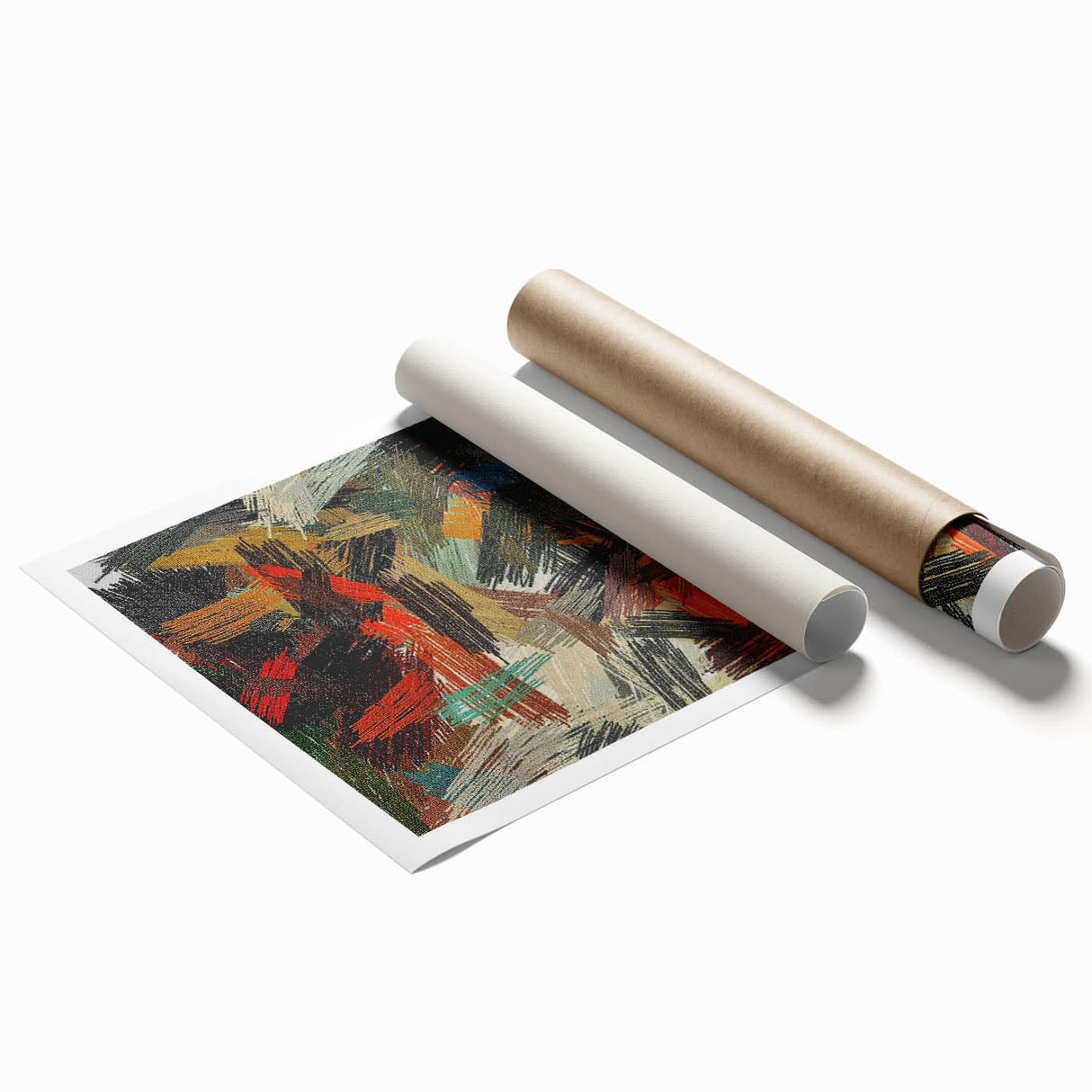 Large Abstract Canvas – Moody Modern Wall Art in Red, Black & Green