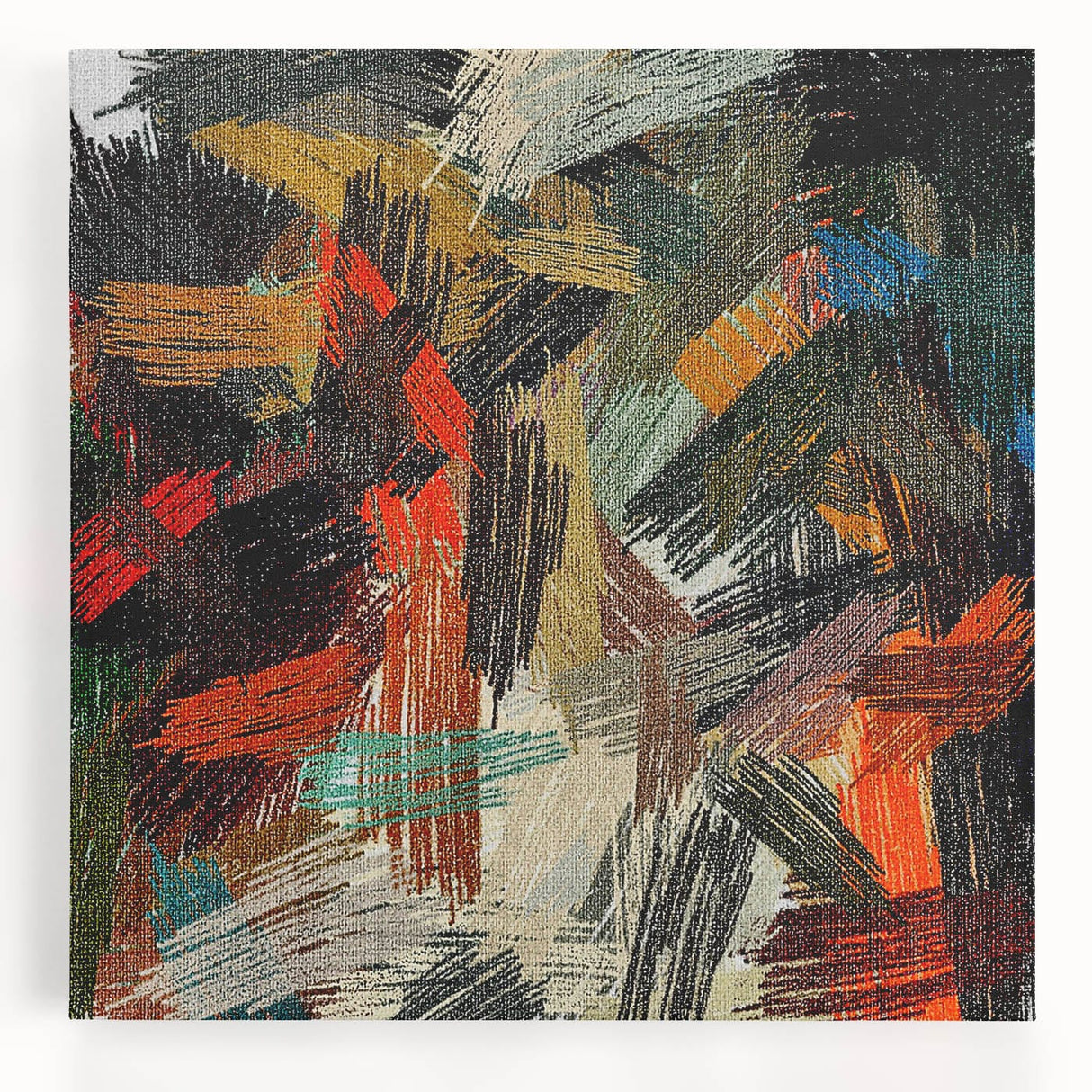 Large Abstract Canvas – Moody Modern Wall Art in Red, Black & Green