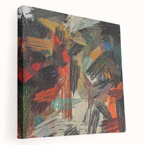 Large Abstract Canvas – Moody Modern Wall Art in Red, Black & Green