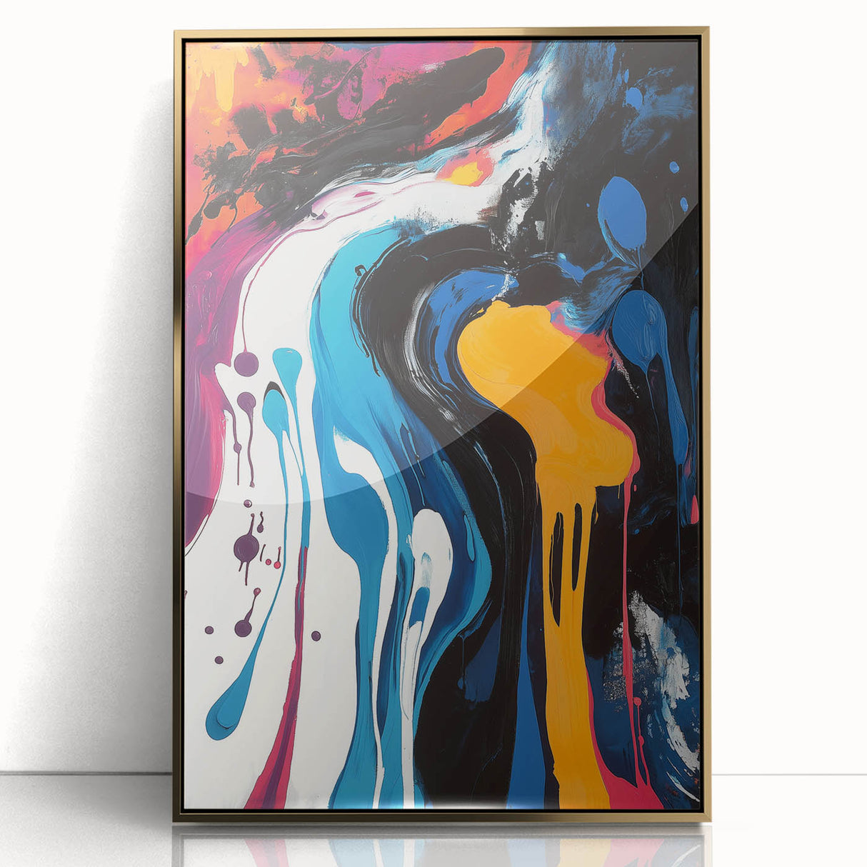 Bold Abstract Expressionist Wall Art – Colorful Drip Canvas Print